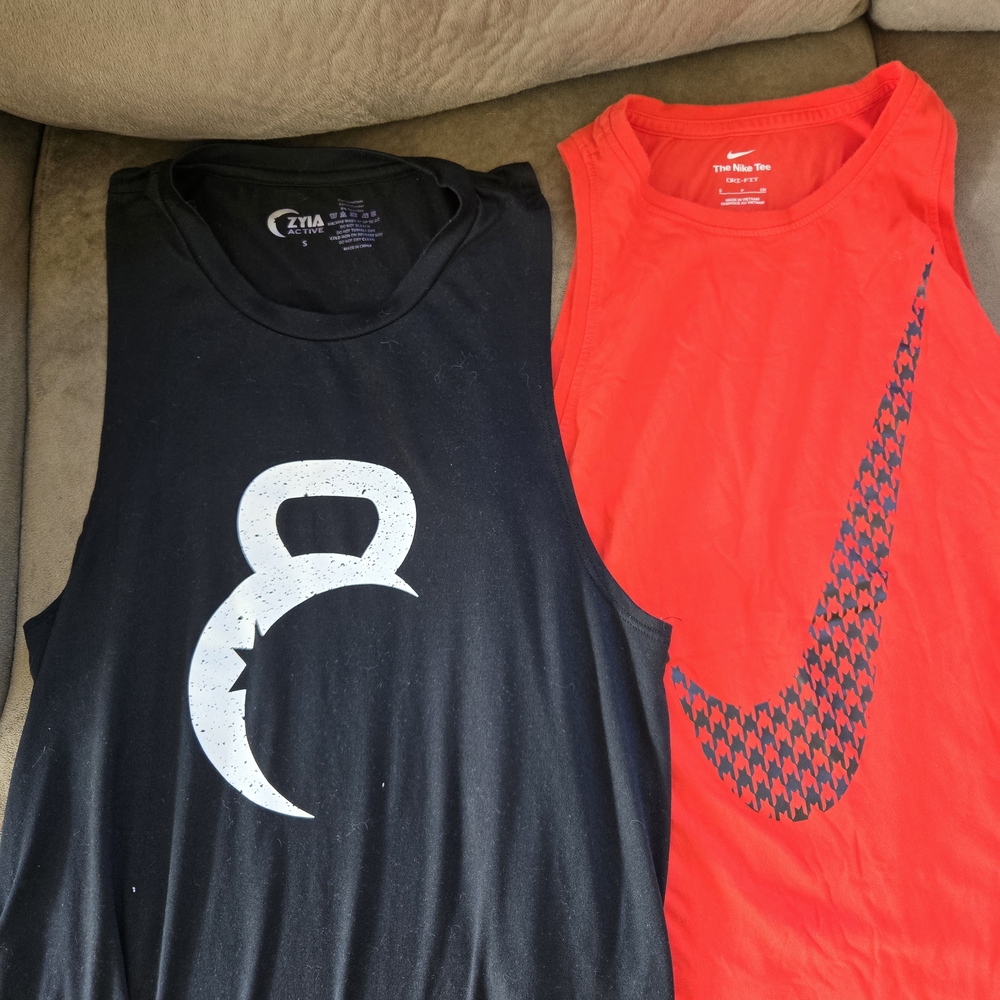 ZYIA Black Woman Tank Top with White Logo Nike Tank